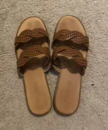 Madewell Brown Eyelet Double Strap Sandals