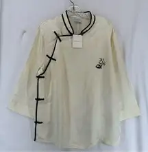 NWT Naked Beast 100% Silk Panda Embroidered Shirt Blouse Women’s Medium …