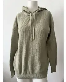 Rachel Zoe Mint Green Woo Blend Ribbed Drawstring Pullover Hoodie Sweater M