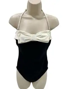 Newport News one piece bikini halter top full coverage large front bow