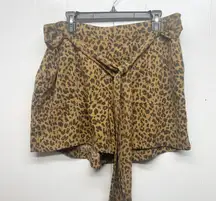 A New Day Cheetah Print Women's High Waisted Shorts w/ Tie Size XXL Pockets