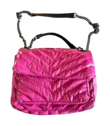 Think Royln Quilted Puffer Crossbody Bag – Hot Pink – 12x10x3