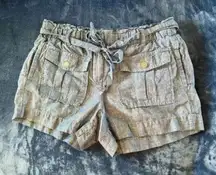 Ann Taylor LOFT Size 2 Linen Blend Shorts Light Blue Bow Tie Front with Pockets