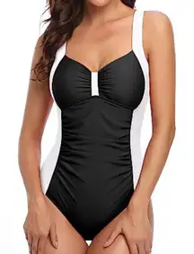 Tempt Me Black and White One Piece Swim wear(Size Large)