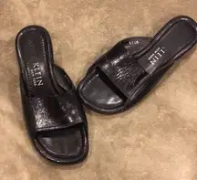 Anne Klein’s Black Leather Slip On Sandals