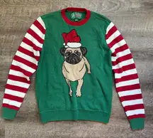 Ugly Christmas Grandma Sweater Pug Womens Size Medium Crew Neck Holiday Party