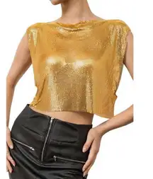 Micas  Women's One Size Gold Metallic Glitter Sleeveless Party Tank Top