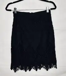 Moulinette Soeurs Anthropologie Garden Sihouette Black Lace Skirt Sz 0