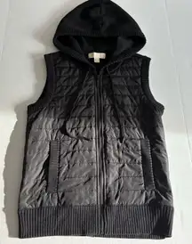 Michael Kors puffer Knit zip up sweater vest hoodie black medium