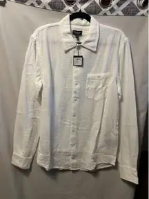 NWT Club Monaco Long Sleeve Summer Double Face Button Tricot Size Small White