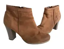 Womens Arka Camel Fleece Lined Leather Heeled Ankle Booties - Sz 10 (40)