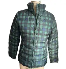 Velvet by Graham & Spencer Plaid Puffer Jacket Women’s Size Small Green Tartan