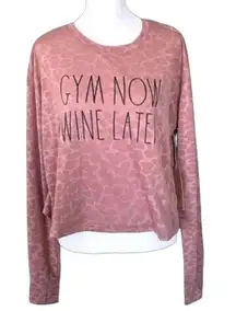 RAE DUNN ‘Gym Now Wine Later’ Pantera Long Sleeve Workout shirt Medium NWT