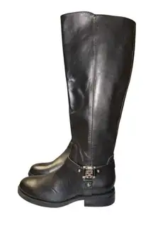 Vince Camuto Farren Women's Riding Boots SZ 5.5 Black Leather Quiet Luxury Moto