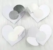 4 Pairs Heart‎ Shaped Nipple Covers, Disposable Shiny Self-Adhesive Anti-convex