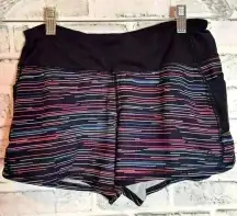 Athleta Ready Set Go striped size XS shorts with two side pockets navy blue pink
