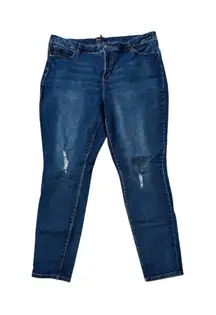 Royalty for Me High Rise Skinny Jeans Dark Wash Distressed Size 16W