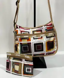 LeSportsac Deluxe Everyday Bag Set Colorful Geometric Crossbody Lightweight