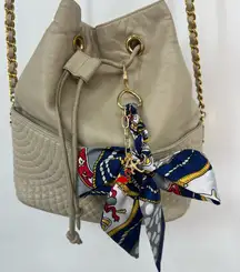 Navy Polka Dot Bow Keychain Purse Charm with Charms