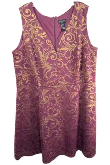 Enfocus Women Plus Size 20W Dress Scuba‎ A Line Sweetheart Purple Gold Knee 1404