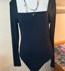 Bar III Black Fitted Asymmetrical Bodysuit