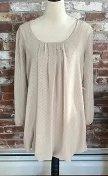 Beige with Black Polka Dots Balloon Hem Long Sleeve Short Dress Size M / 7