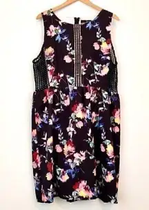 SUZANNE BETRO Plus Size Black Blue Pink Red Crochet Floral Fit Flare Work Dress