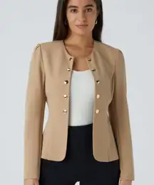 Halara NWT tan long sleeve decorative slim work jacket size medium F17
