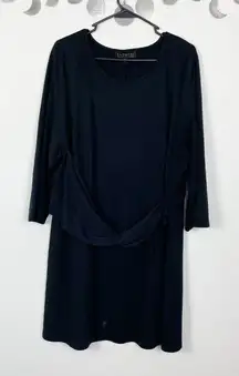 Eloquii Woman's Sz 20 Black Long Sleeve Sheath Dress With Draped‎ Front