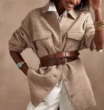 Banana Republic Wool Shirt Utility Jacket XS Tan Oversized Shacket Minimalist