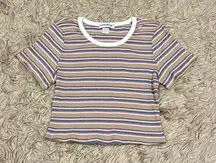 Cotton emporium rib knit striped crop top size XL