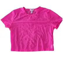 "PINK" Vibrant Pink Mesh Crop Top
