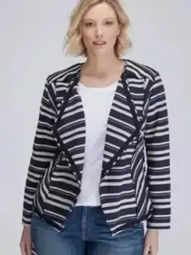 Lane Bryant‎ Size 16 Blazer Chevron Striped Blue White Open Front Jacket NWT