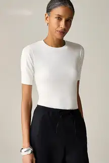 NWT J. Crew Refined Rib Elbow-sleeve T-shirt Ivory