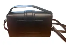 Kayla + Ava Miranda Crossbody Bag Black Faux Leather Vegan Removable Strap