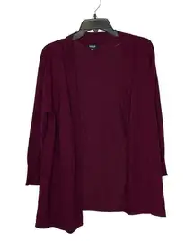 Premise Studio Burgundy Cardigan Sweater‎ Open Front  3/4 Sleeve Top Large Women