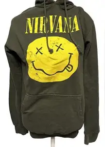 Nirvana  Merch Smiley Face Hoodie Size Small