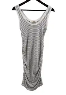 LAMade Black Stripe Sleeveless Ruched Knit Dress Small New