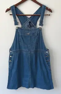 Original TY Wear Denim Jean Overall Dress Mini Frayed Hem Women's Size M