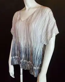 Nic & Zoe White & Gray Striped Blouse (M)