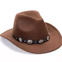 Vince Camuto Felted Brown Cowboy Hat with Conch Belt
