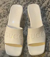 Gucci Logo Slide Rubber Sandals White size 42