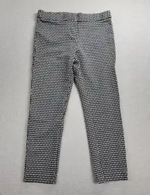 Amanda + Chelsea Womens Pant Sz 6 Black White Geometric Ponte Stretch Slim Ankle