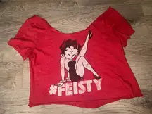 Betty Boop Vintage Raw Hem Off-the-Shoulder Crop Tee S/M