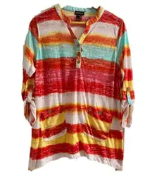 Women’s XL Multiples Brand Bright Colored Striped Shirt