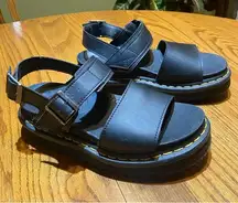 Dr. Martens  Black Leather Voss Quad Platform Wair Sandals Size Eur 37