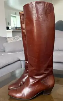 Vintage Gucci Tall Brown Leather Riding Boots 35.5 5.5