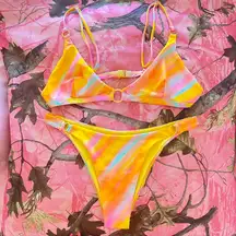 Blackbough swim rainbow sherbet ombre bikini set