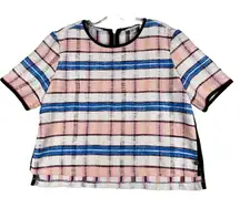 Scotch & Soda Shirt Womens Small White Blue Stripe Crop Route 22‎ Casual Preppy