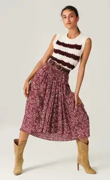 NWT ba&sh Lenny Skirt Size Small 4 Purple Printed High Low